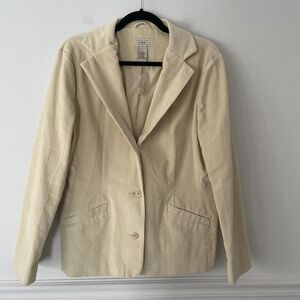 NWT LL Bean Womens Corduroy Blazer Jacket Cream Sz 14 Classic Fall Layer Cotton